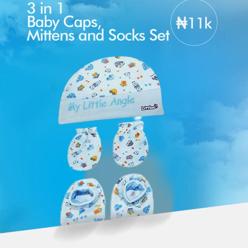 3 in 1 Baby Caps, Mittens and Socks Set — Baby Clothing — Chikaro