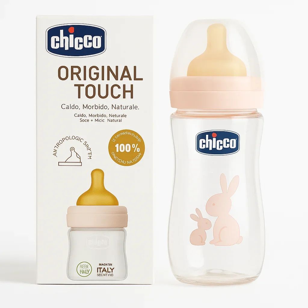 Chicco Glass Anti-Colic Baby Bottle 150ml/240ml – Adjustable Flow, Easy Clean — Feeding — Chikaro