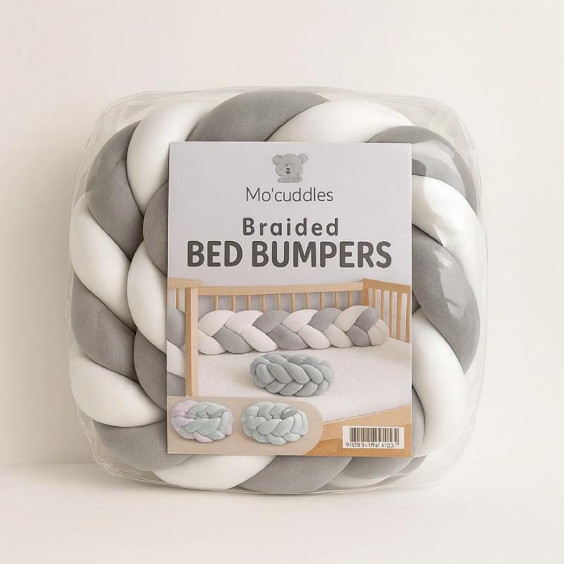 Mo' Cuddles Soft Braided Crib Bumper – Safe, Stylish Nursery Guard — Nursery — Chikaro