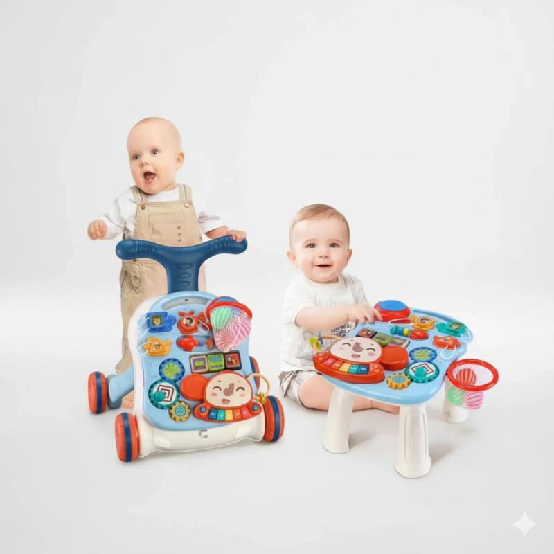 3-in-1 Multi-Purpose Baby Walker with Play Panel & Anti-Slip Wheels — Toys — Chikaro