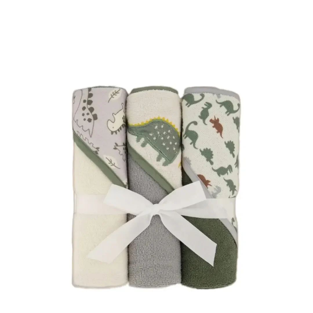 3in1 Hooded Baby Towel Set – Soft Cotton, 3 Pack, Multi-Use — Bath — Chikaro