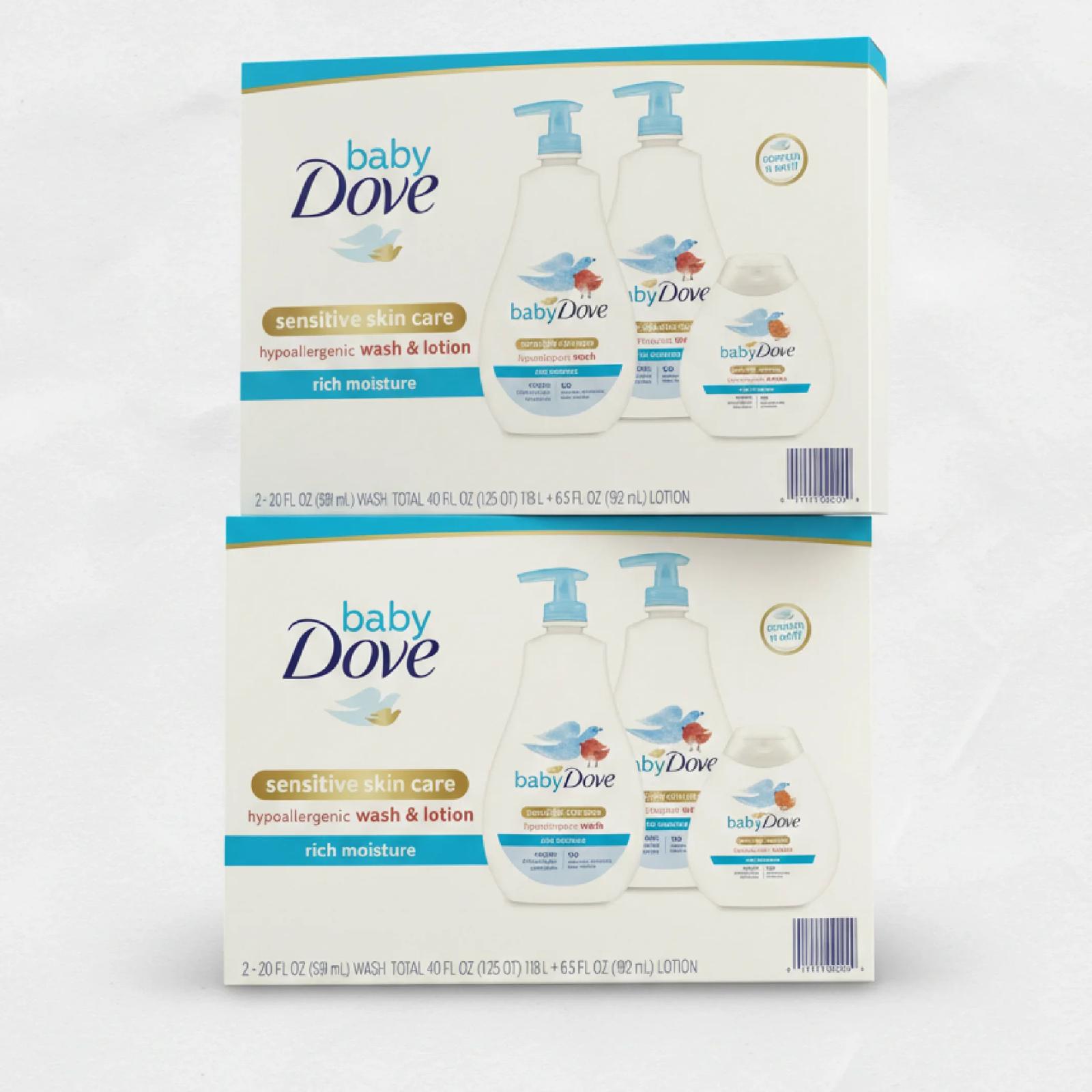 Baby Dove Sensitive Skin Hypoallergenic Wash & Lotion, Rich Moisture – 20 oz — Bath — Chikaro