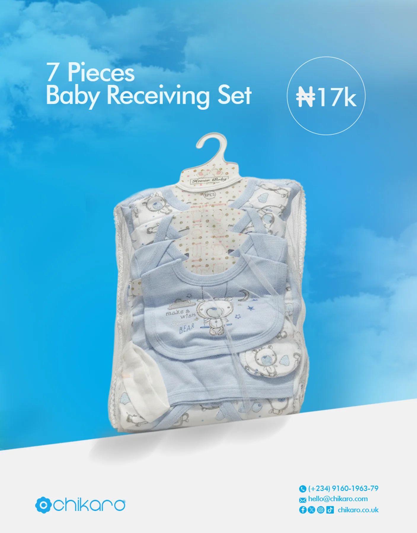 7 Pieces Baby Receiving Set – Complete Comfort & Care Essentials for Newborns — Baby Clothing — Chikaro