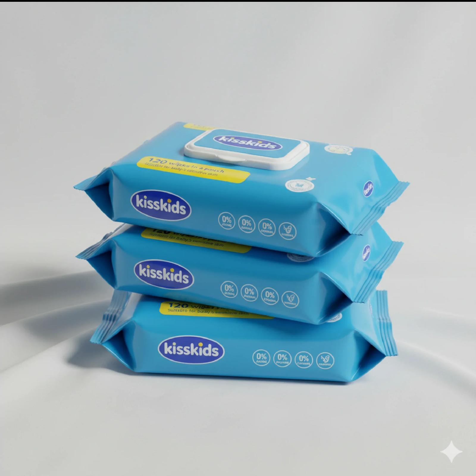 Kisskids Baby Wet Wipes – Gentle, Moisturizing & Safe Care for Delicate Baby Skin — Wipes — Chikaro