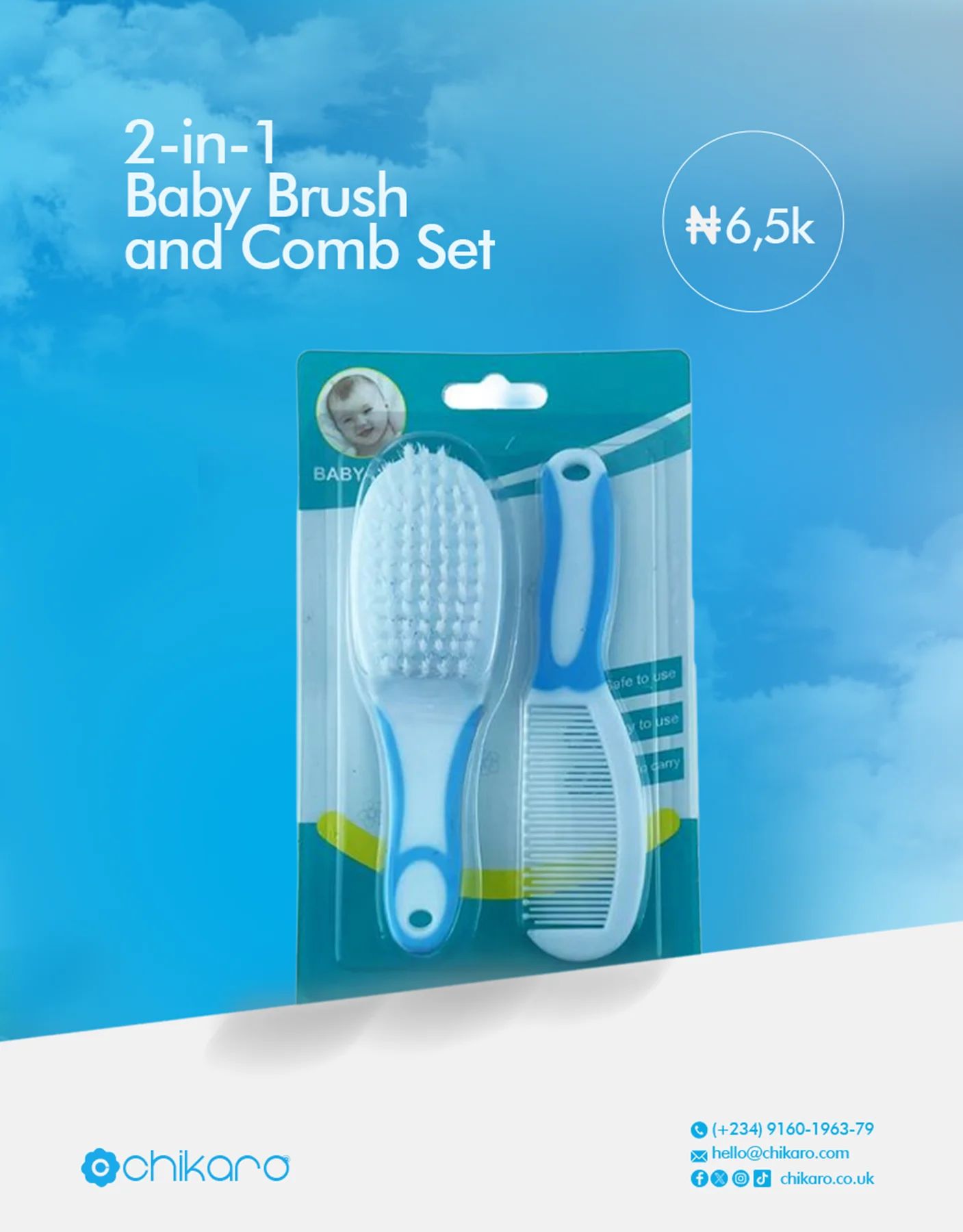 2-in-1 Baby Brush and Comb Set – Gentle Grooming Essentials for Delicate Baby Hair — Bath — Chikaro