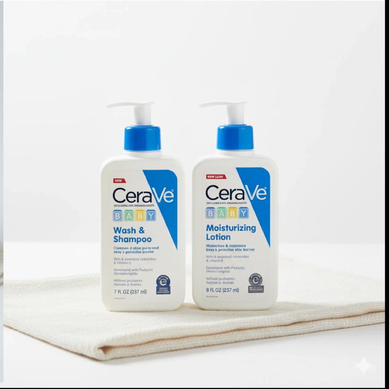 CeraVe Baby Wash & Shampoo with Moisturizing Lotion – Tear-Free Gentle Skincare Set — Bath — Chikaro