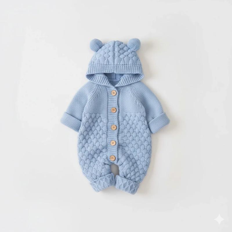 Baby Knitted Hooded Romper — Baby Clothing — Chikaro
