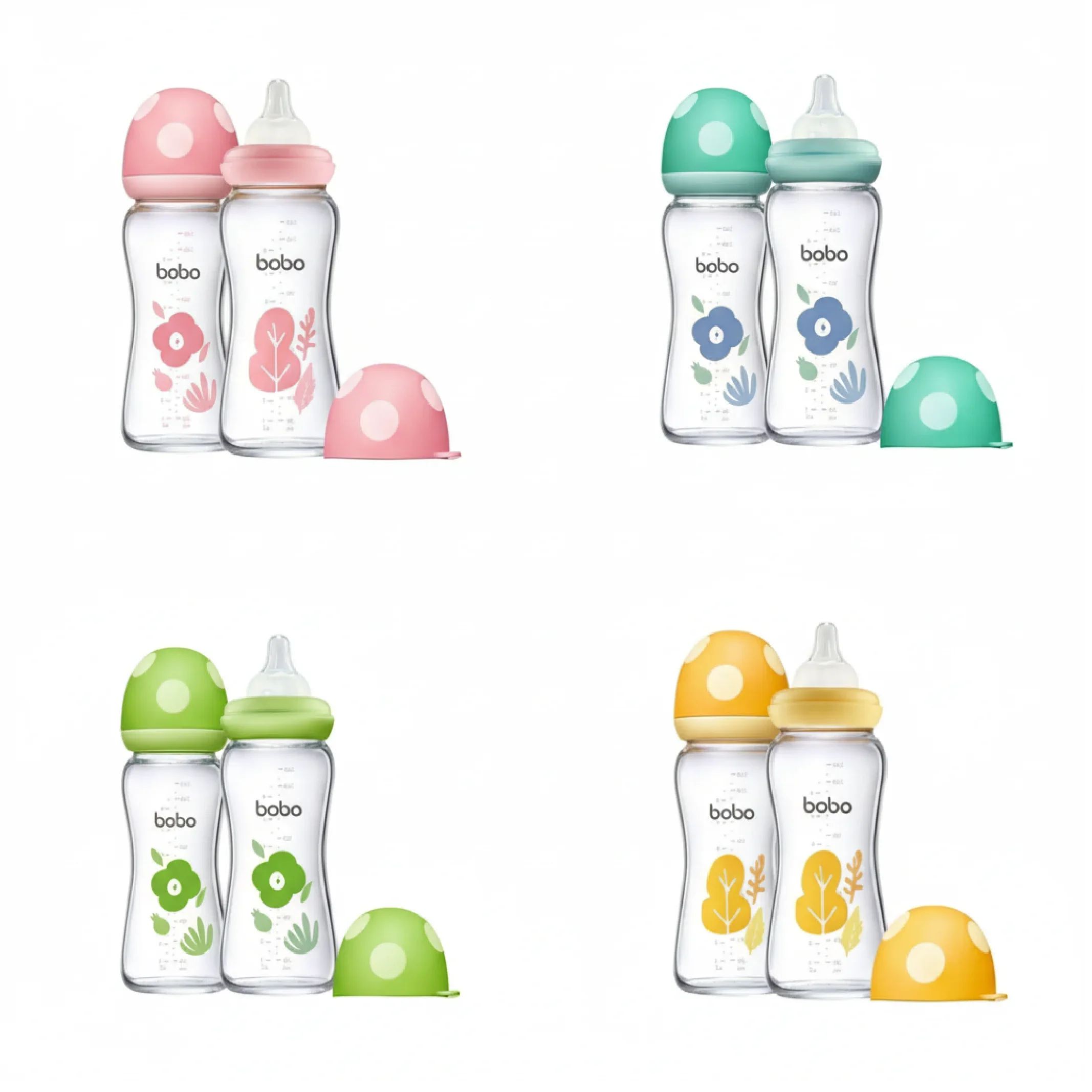 Yohkoh Bobo Natural Anti-Colic Glass Baby Bottles – 8.8oz (2 Pack) — Feeding — Chikaro