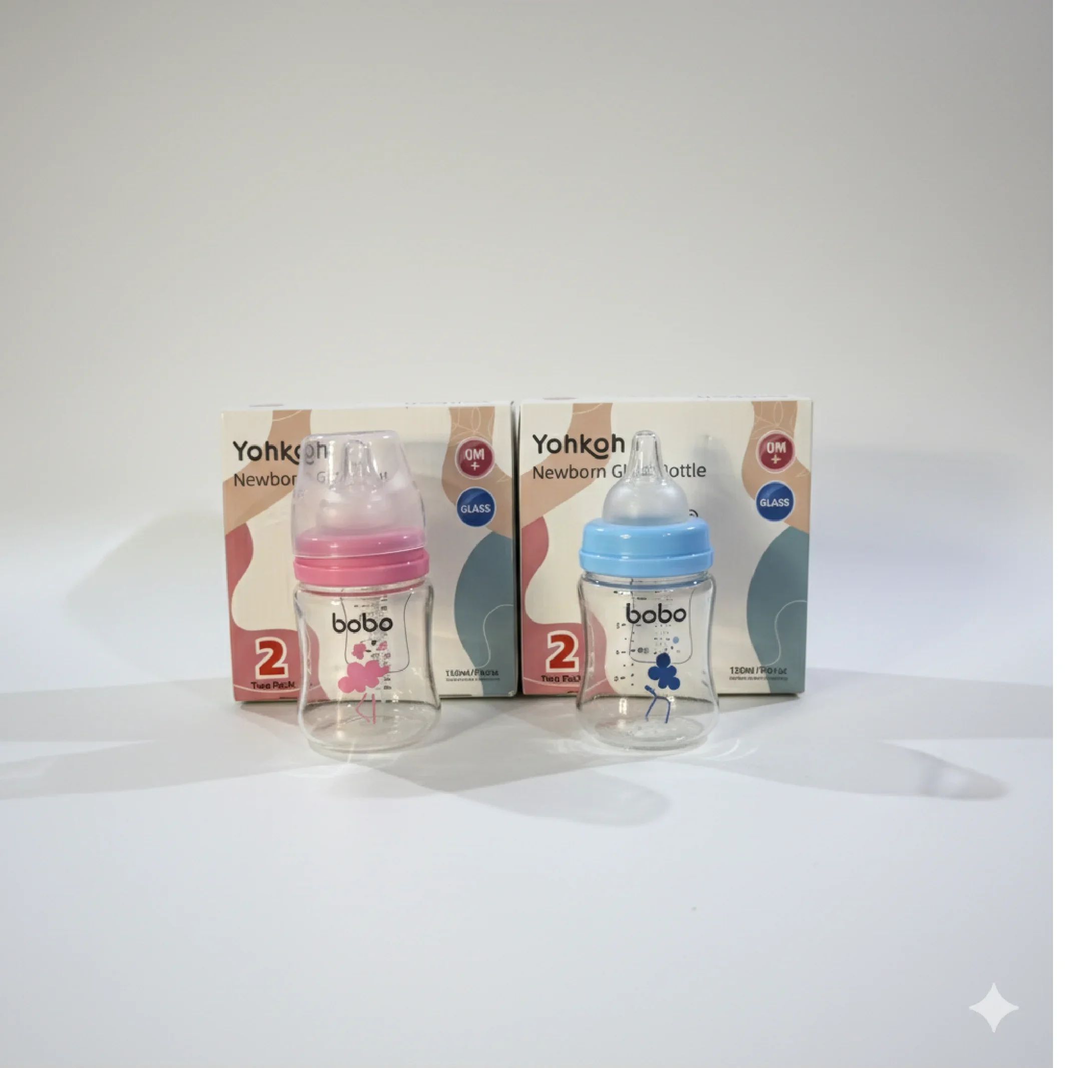 Yohkoh Bobo Newborn Glass Baby Bottle Set – 5oz, 2 Pack — Feeding — Chikaro