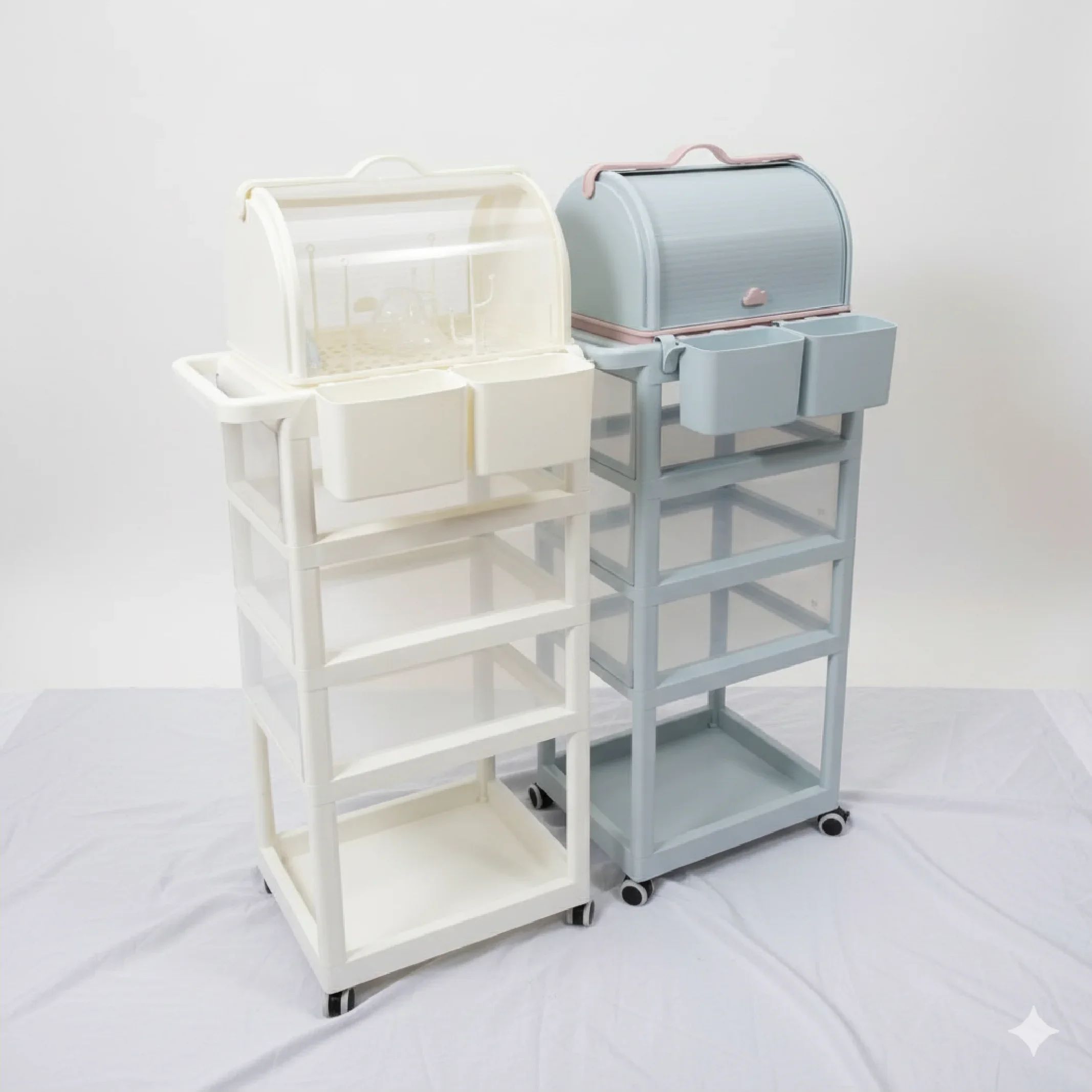Baby Storage Trolley with Bottle Drying Rack — Nursery — Chikaro