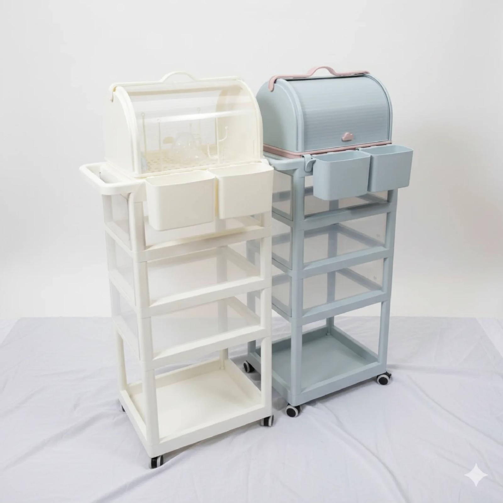 Baby Storage Trolley with Bottle Drying Rack — image 1