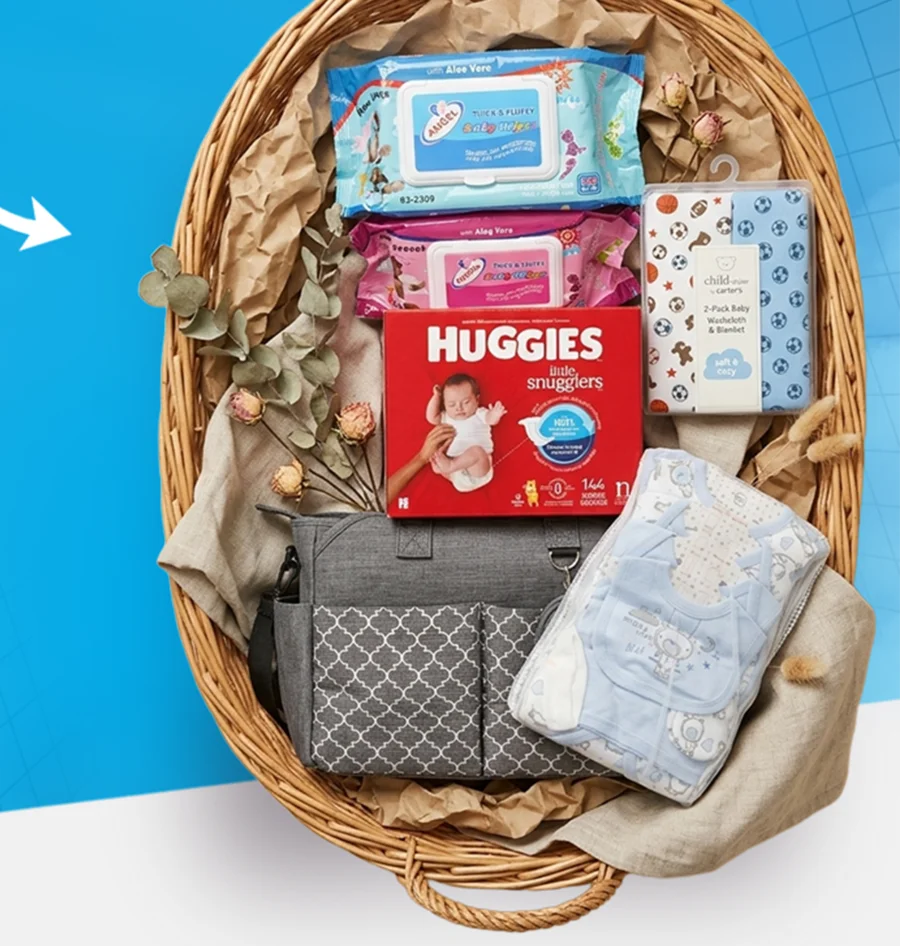 Hospital Bag + Angel Wipes (3pcs) + Huggies Little Snuggler + Flannel (2-in-1) + Receiving Set 8-in-1 — image 1
