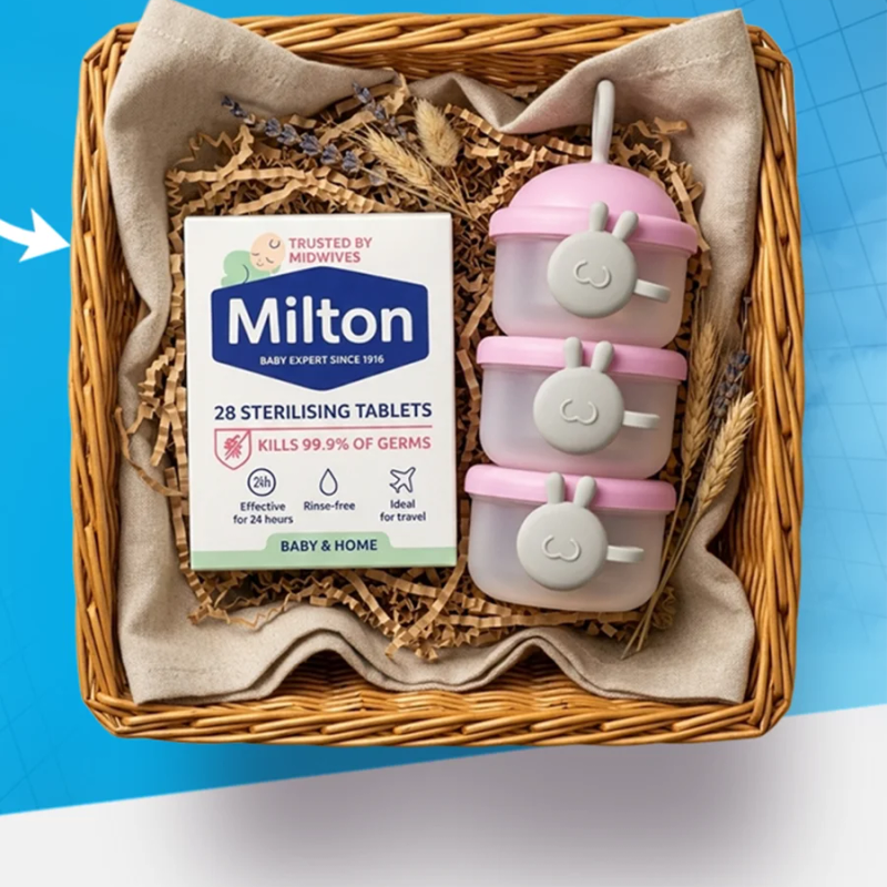 Milk Container + Milton Sterilising Tablet — Feeding — Chikaro